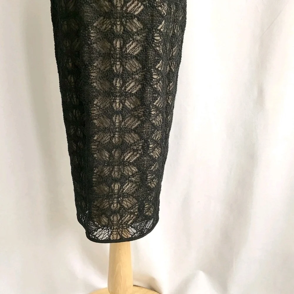 R'13 ICONIC ROLAND MOURET AVALON black/beige cotton blend/lace draped dress 4 - Picture 9 of 13